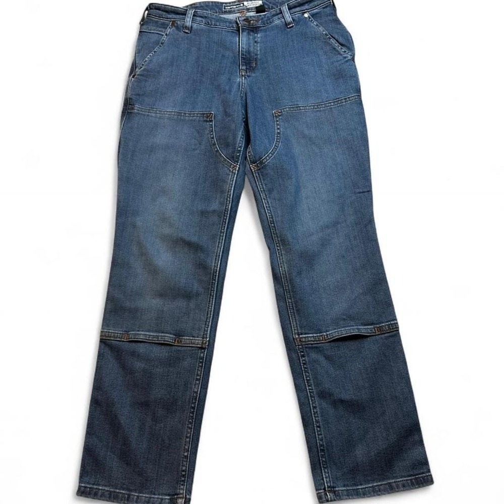 Carhartt Jeans Womens 8 Relaxed Fit Double Knee‎ Blue Stretch Denim Workwear